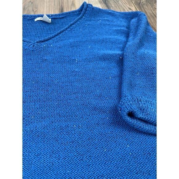 DKNY Jeans V-Neck sequin embellished 3/4 length sleeve sweater. Womens XL - Picture 3 of 10